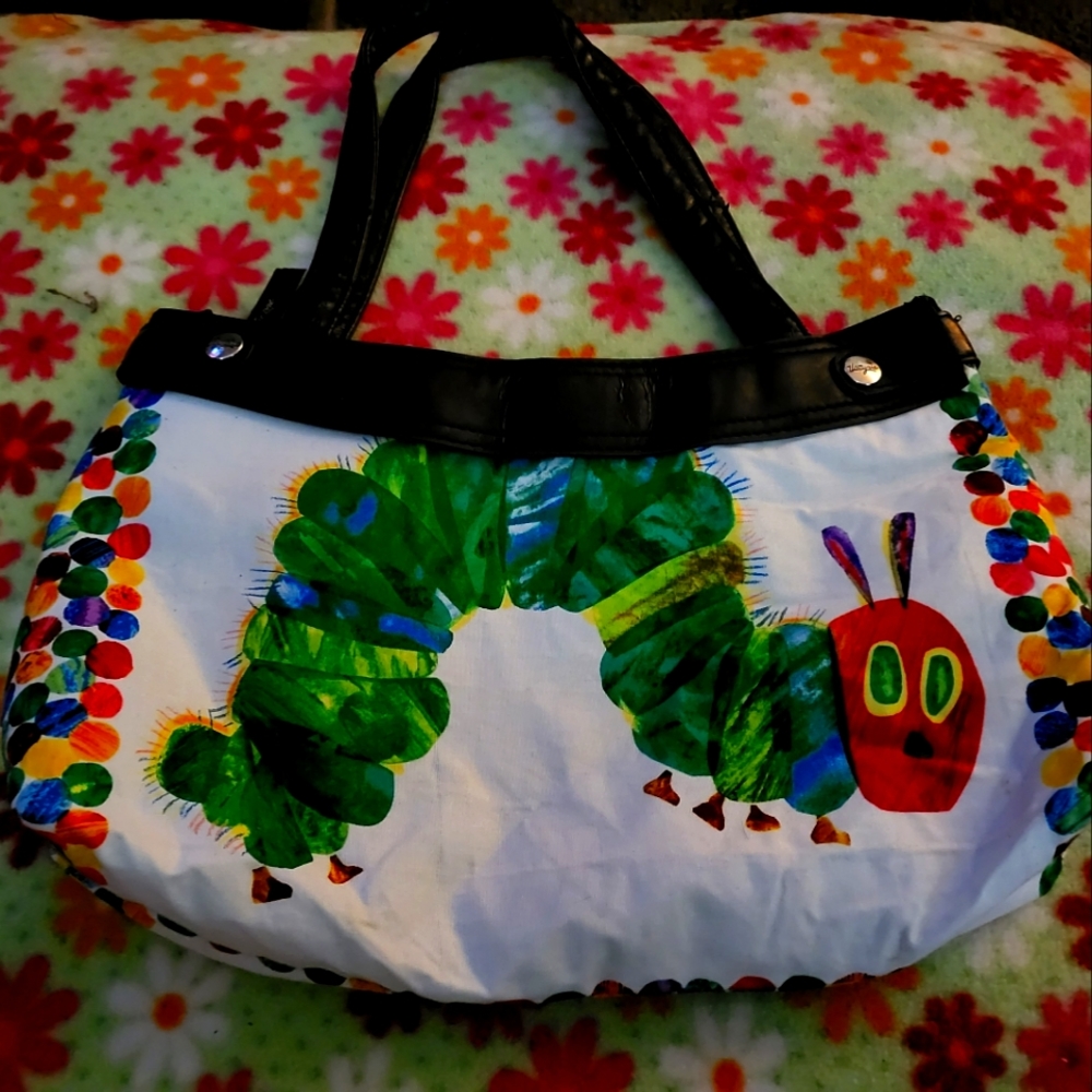 Thirty-one purse with homemade Hungry Caterpillar (Eric Carle)